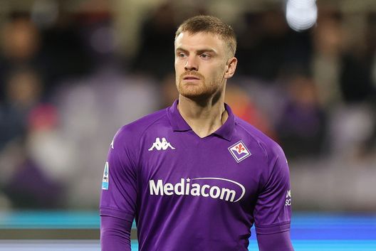 FLORENCE, ITALY - FEBRUARY 28: Lucas Beltran of ACF Fiorentina looks on during the Serie A match between Fiorentina and Lecce at Stadio Artemio Franchi on February 28, 2025 in Florence, Italy. (Photo by Gabriele Maltinti/Getty Images) Beltran