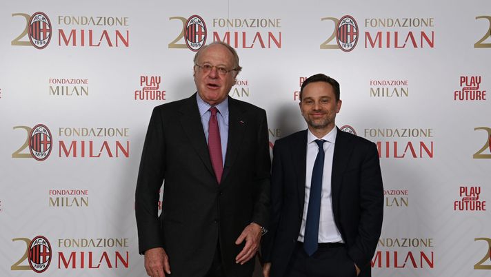MILAN, ITALY - FEBRUARY 23: President AC Milan Paolo Scaroni and CEO AC Milan Giorgio Furlani attends the 20 AC Milan Foundation Gala on February 23, 2023 in Milan, Italy. (Photo by Claudio Villa/AC Milan via Getty Images) Milan, Ravezzani: “Gestione finanziaria impeccabile, la squadra cresce” - immagine 1