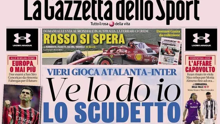 PRIMA PAGINA GAZZETTA DELLO SPORT OGGI: “Inzaghi al rinnovo, ci metto la firma”