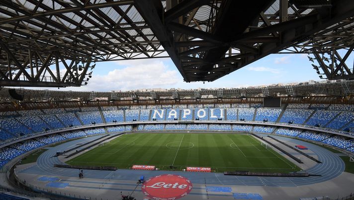 NAPLES, ITALY - AUGUST 31: A general view of Stadio Diego Armando Maradona, the home stadium of S.S.C. Napoli, prior to the Serie A match between SSC Napoli and US Lecce at Stadio Diego Armando Maradona on August 31, 2022 in Naples, Italy. (Photo by SSC NAPOLI/SSC NAPOLI via Getty Images) nuovo stadio napoli