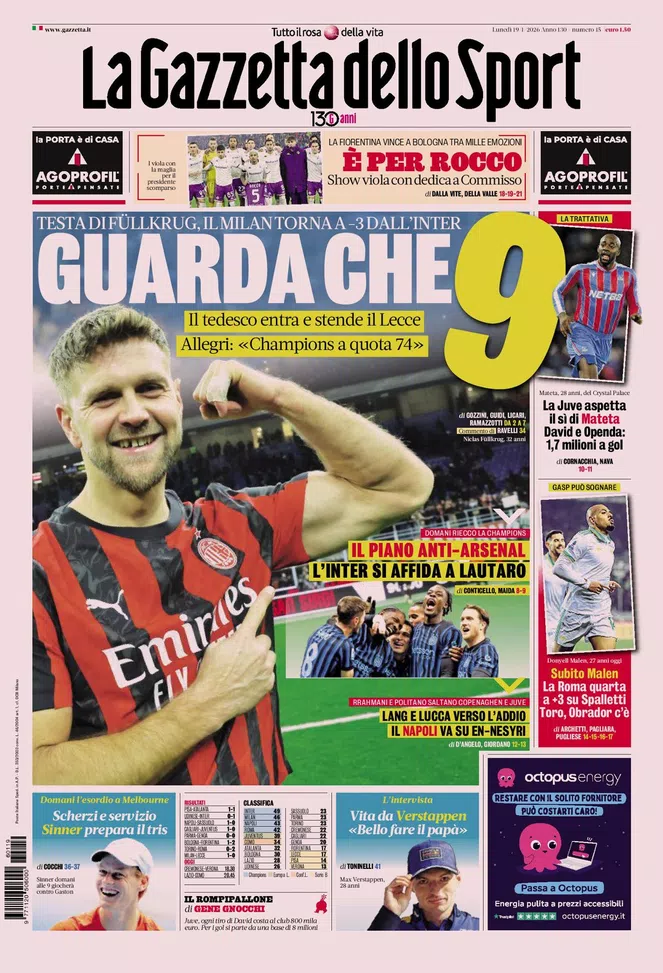 La Gazzetta Dello Sport N.11 Du 13 Janvier 1996 – Milan Ajax – Journal Original