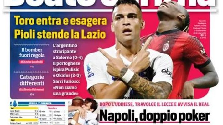 EDICOLA CDS – Lautaro con 4 gol risponde agli assist di Leao: Inter e Milan volano - immagine 1