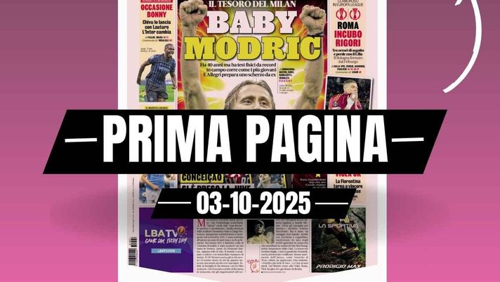 Prima pagina Gazzetta dello Sport: 'Baby Modric, il tesoro del Milan: test fisici da record'