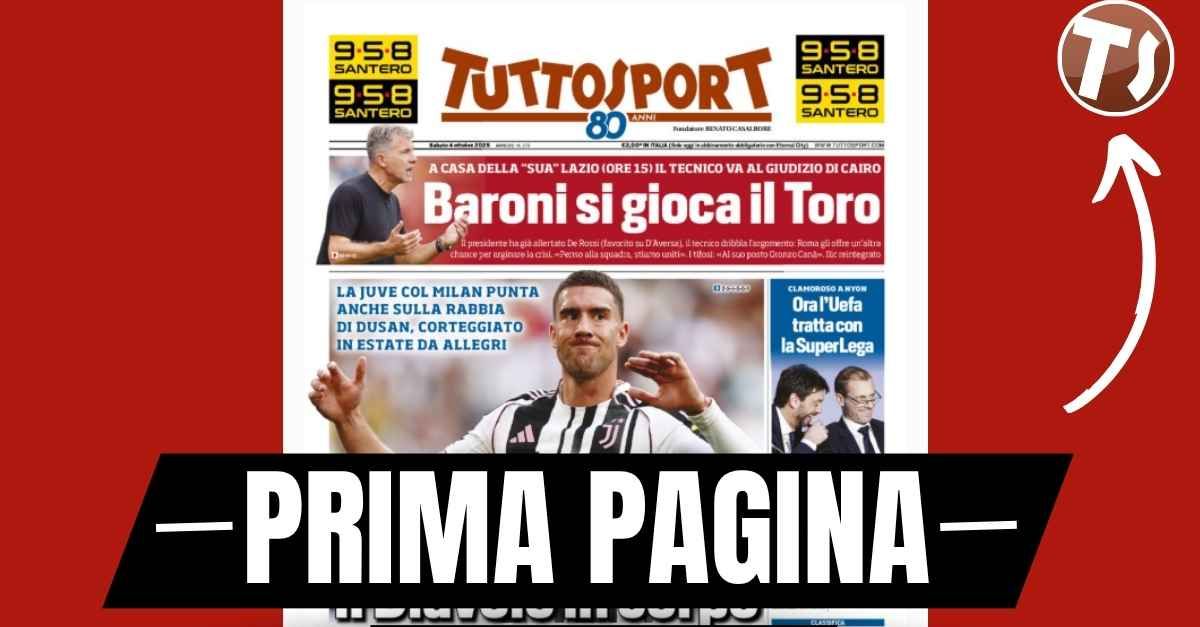 prima pagina tuttosport juventus milan vlahovic il diavolo in corpo