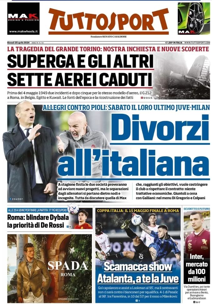 EDICOLA / TS: Juve e Milan, divorzi all’italiana. Inter, mercato da 100 mln EDICOLA / TS: Juve e Milan, divorzi all’italiana. Inter, mercato da 100 mln - immagine 1