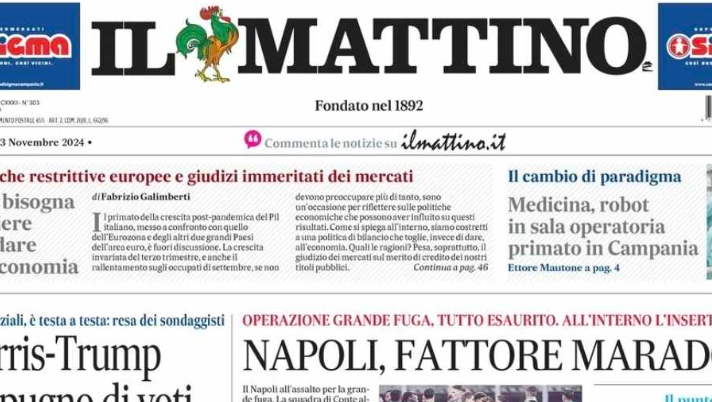 PRIMA PAGINA IL MATTINO OGGI: “Napoli, fattore Maradona. Operazione grande fuga” - immagine 1