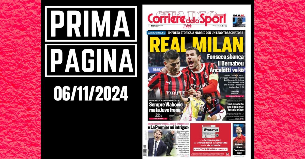 Prima pagina Corriere dello Sport: “Real Milan: Fonseca sbanca il Bernabeu”