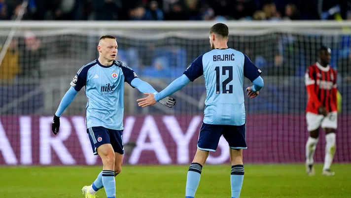 esultanza gol Nino Marcelli Slovan Bratislava-Milan 2-3 Champions League 2024-2025