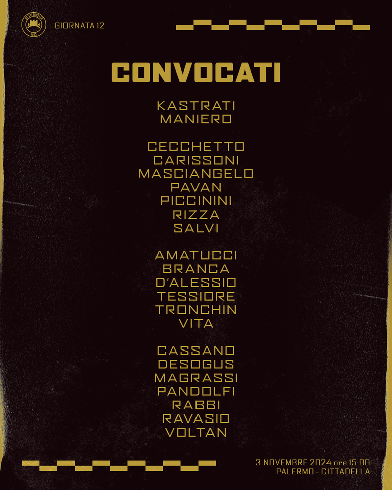 Palermo-Cittadella, Angeli salta la sfida del “Barbera”: i convocati di Dal Canto- immagine 2