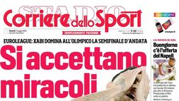 PRIMA PAGINA CORRIERE DELLO SPORT OGGI: “Roma, si accettano miracoli”