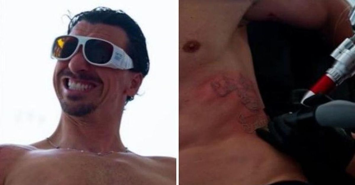 ibrahimovic rimuove con dolore un tatuaggio dalle costole video