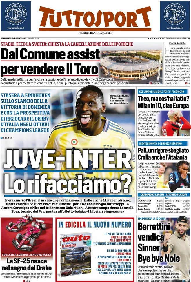Disastro Juve in Champions, ironia social su Tuttosport: “Rifacciamo Juve-Inter? No” - immagine 1