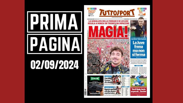 Tuttosport, la prima pagina di oggi, lunedì 2 settembre 2024 Tuttosport