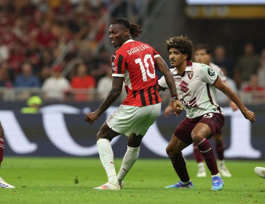 Rafael Leao contro il Torino all'andata (Foto di Claudio Villa/AC Milan via Getty Images) torino-milan-olimpico-grande-torino-curiosita-statistiche-dati-opta
