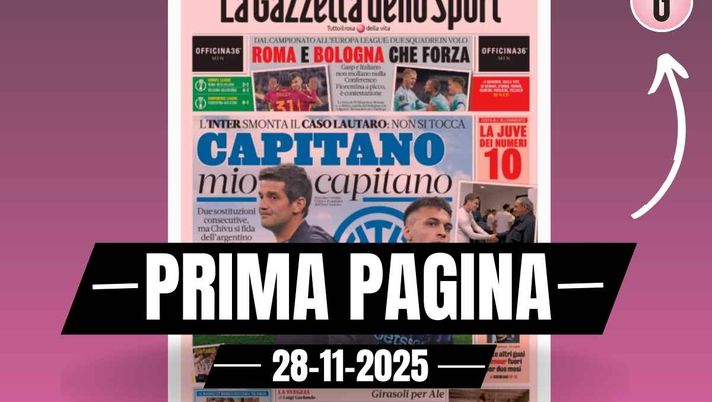 Prima pagina Gazzetta dello Sport: Roma e Bologna che forza in Europa League