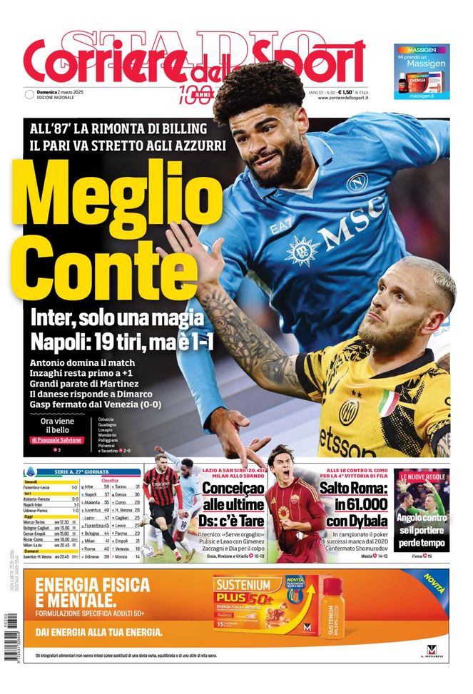 Il Corriere dello Sport, la prima pagina di oggi, domenica 2 marzo 2025 Il Corriere dello Sport