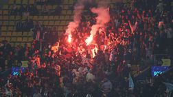 Vergogna durante Napoli-Fiorentina: spunta uno striscione contro la Lazio