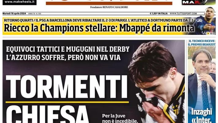 prima pagina tuttosport oggi