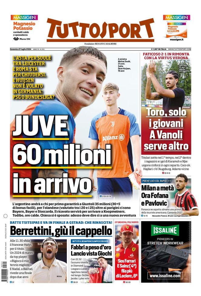 Prima Pagina Tuttosport 21 luglio Prima Pagina Tuttosport 21 luglio