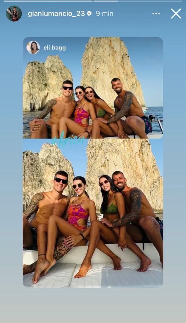 Mancini e Spinazzola di nuovo insieme: i due in vacanza a Capri- immagine 2