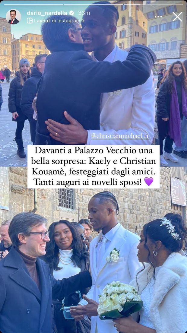 FOTO – Il sindaco Nardella festeggia Kouame e moglie: “Auguri ai novelli sposi!”- immagine 2