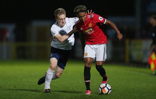 Demetri Mitchell con le giovanili del Manchester United. (Foto di Alex Morton/Getty Images)