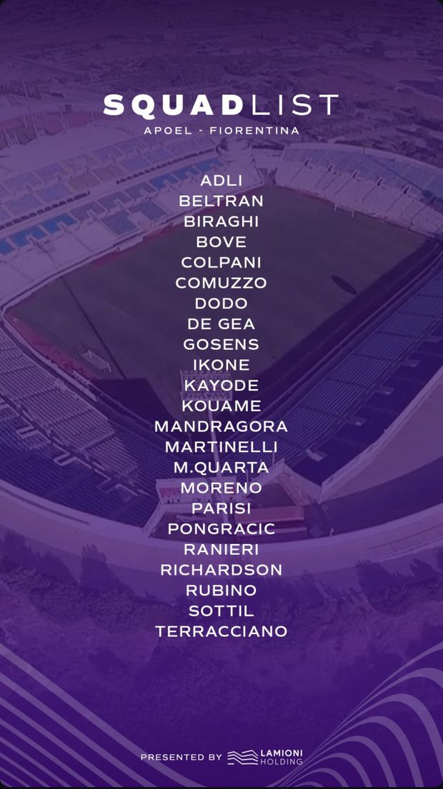 Fiorentina, i convocati per l’APOEL: c’è Pongracic. Esclusi Cataldi e Kean- immagine 2