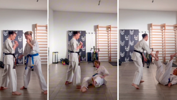 Michelle Hunziker cade in palestra e scherza: “Per fortuna ho gli airbag” - immagine 1