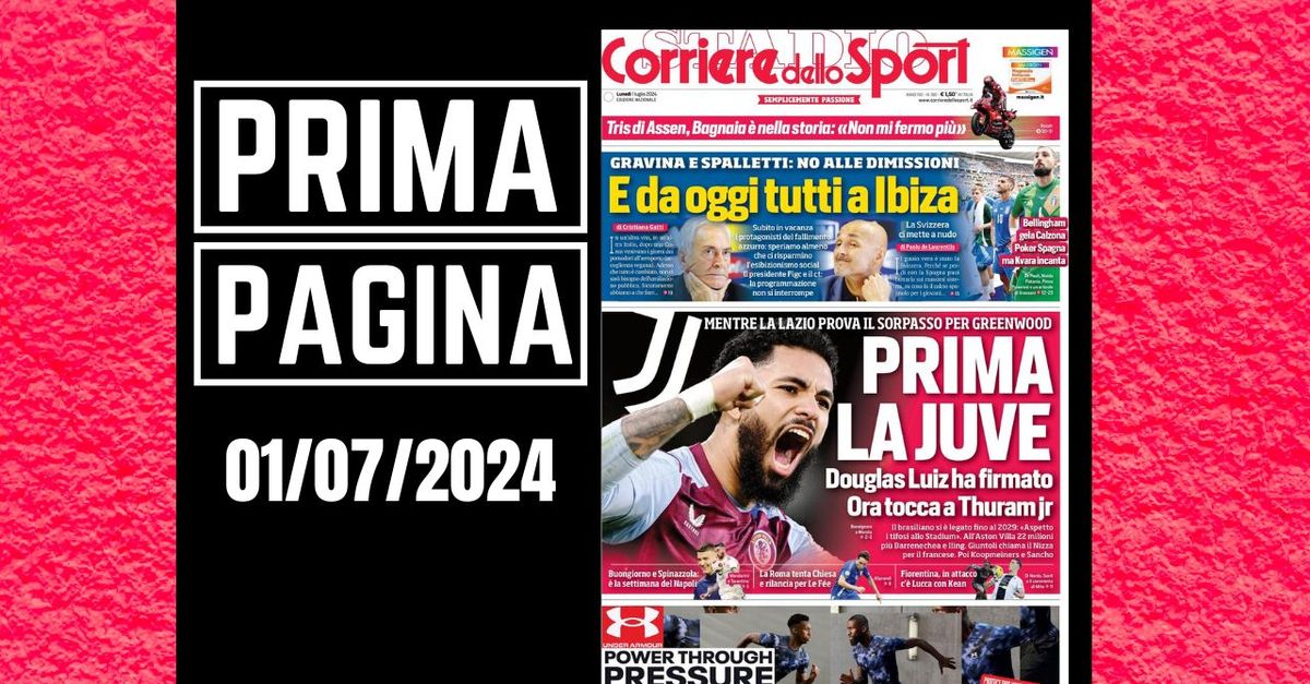 Prima pagina Corriere dello Sport: “Juventus, Douglas Luiz. Ora Thuram”