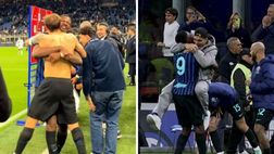 Inter-Como, vittoria in rimonta. Lautaro cerca Thuram e gli salta addosso