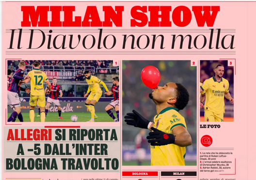 Crollo del Bologna col Milan: le prime pagine- immagine 2