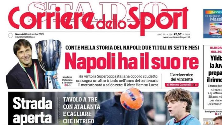 Prime pagine giornali sportivi oggi: il Napoli sui media- immagine 1