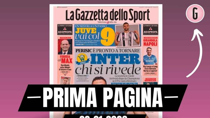 Prima pagina Gazzetta dello Sport: 'Milan, fiducia al Max. Cardinale vota Allegri. Il futuro è suo'