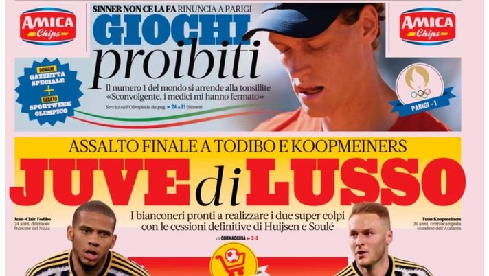 PRIMA PAGINA GAZZETTA DELLO SPORT OGGI: “Juve di lusso, assalto finale a Todibo e Koopmeiners” PRIMA PAGINA GAZZETTA DELLO SPORT OGGI: “Inzaghi al rinnovo, ci metto la firma”