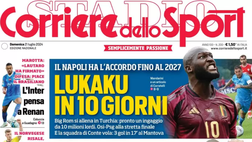 PRIMA PAGINA CORRIERE DELLO SPORT OGGI: “Lukaku in 10 giorni, accordo fino al 2027”