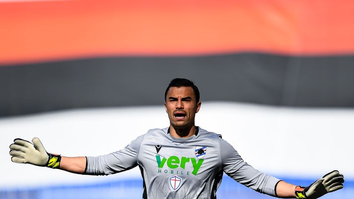 GENOA, ITALY - MARCH 21: Emil Audero of Sampdoria looks on during the Serie A match between UC Sampdoria and Torino FC at Stadio Luigi Ferraris on March 21, 2021 in Genoa, Italy. (Photo by Getty Images) Sampdoria, allenamento mattutino: Damsgaard ancora out, a parte in quattro - immagine 1