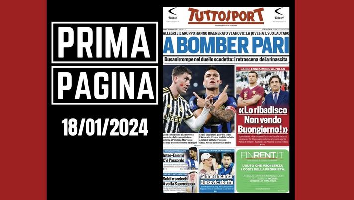 Prima pagina Tuttosport: Torino, Cairo non vuole vendere Buongiorno -  Pianeta Milan