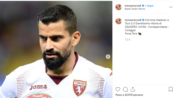 Atalanta-Torino 2-3, i giocatori sui social: “Umiltà, consapevolezza, coraggio”- immagine 2