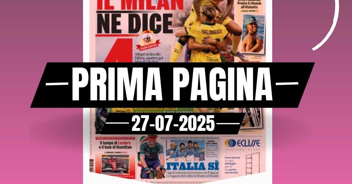 Prima pagina Gazzetta dello Sport: il Milan ne dice 4. Allegri al decollo Prima pagina Gazzetta dello Sport: il Milan ne dice 4. Allegri al decollo