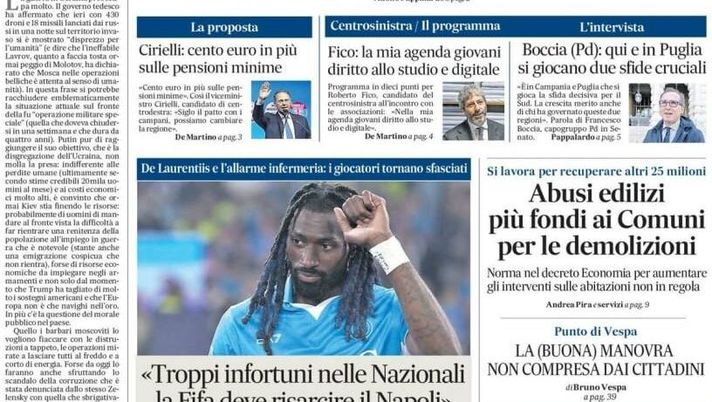 Il Napoli sui media: le prime pagine dei quotidiani di oggi- immagine 1