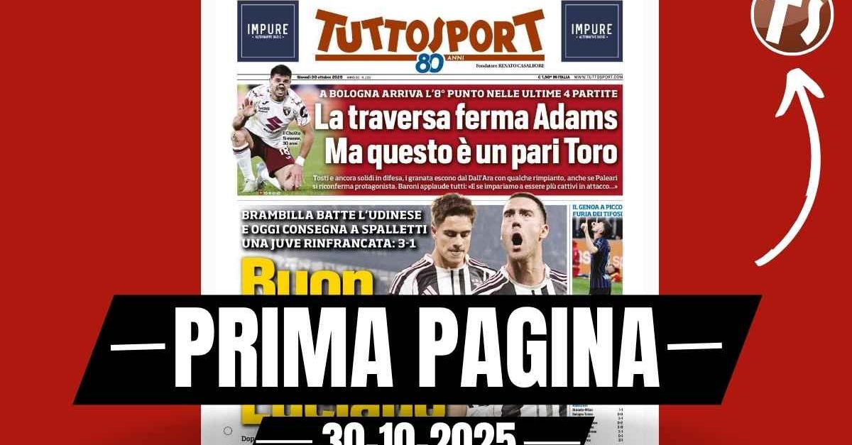 Prima pagina Tuttosport: “Juve rinfrancata, 3 1 all’Udinese. Buon lavoro Spalletti” Prima pagina Tuttosport: “Juve rinfrancata, 3 1 all’Udinese. Buon lavoro Spalletti”