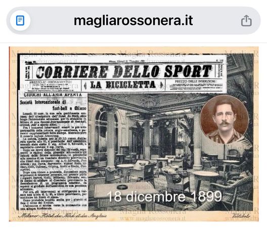 La nascita del Milan il 18 dicembre sui giornali d'epoca Oggi è il 13 dicembre, la prima delle 3 date della...nascita del Milan