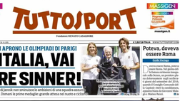PRIMA PAGINA TUTTOSPORT OGGI: “Dai Italia, vai oltre Sinner!”