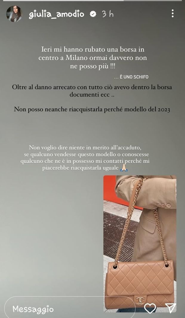 Giulia Amodio: “Derubata della mia borsa in centro a Milano. È uno schifo”- immagine 3