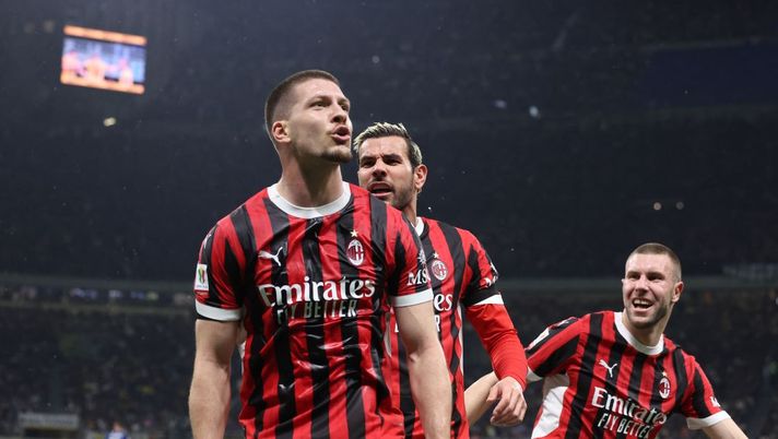 esultanza gol Luka Jovic AC Milan derby Inter-Milan 0-3 Coppa Italia 2024-2025