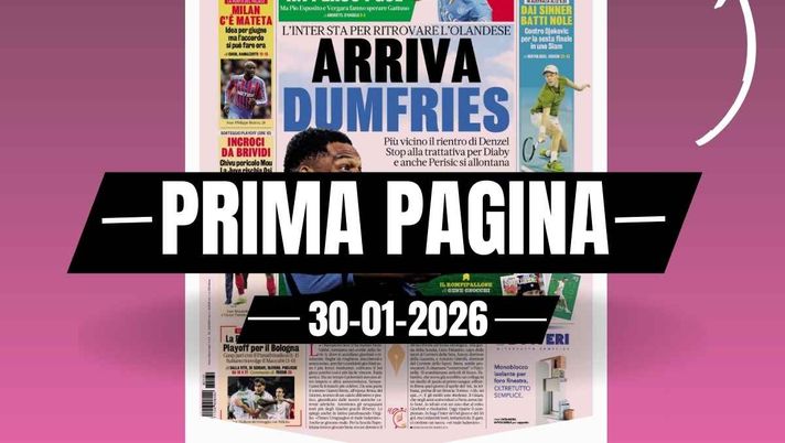 La Gazzetta dello Sport, la prima pagina di oggi, venerdì 30 gennaio 2026 Prima pagina Gazzetta dello Sport: 'Milan, c'è Mateta. Idea per giugno, ma l'accordo si può fare ora'