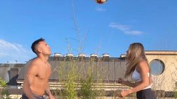 VIDEO / Palleggi di testa: che sfida tra Lautaro Martinez e la moglie Agustina