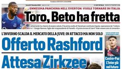 PRIMA PAGINA TUTTOSPORT OGGI: “Juve: offerto Rashford, attesa Zirkzee”