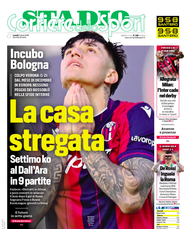 Ennesimo crollo del Bologna in casa: le aperture dei giornali- immagine 2