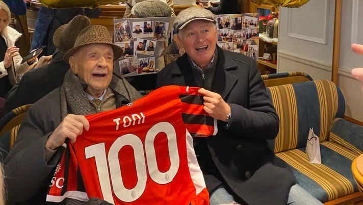 Montebelluna, lo storico traguardo di Toni: il tifoso rossonero compie 100 anni - immagine 1